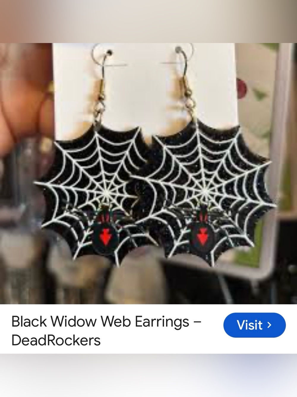 #3116* nOir Jewelry  Black & Blue Spider Web Dangle Earrings W/Spider Accents